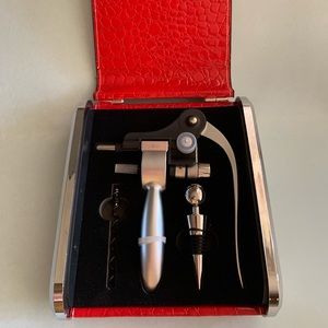 NWOT Three Piece Wine set with Faux Croco case
